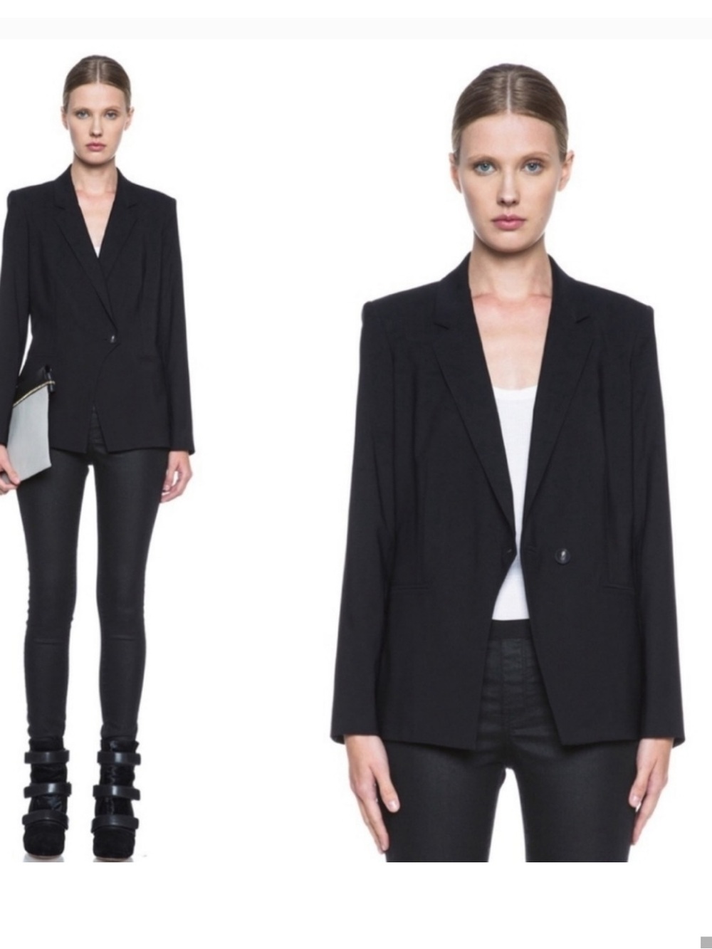 Helmut | Helmut Lang Black Overlap Single Button Blazer Size M
